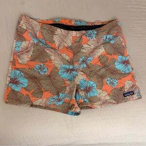 Patagonia Baggies Tropical Floral Shorts Orange Blue & Tan bathing suit